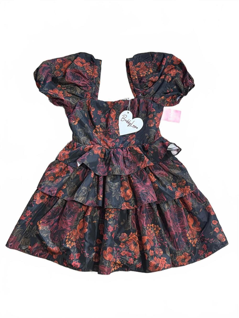 BuddyLove Jessa Tiered Dress Floral Puff Sleeve Babydoll Size Small ($120) NWT